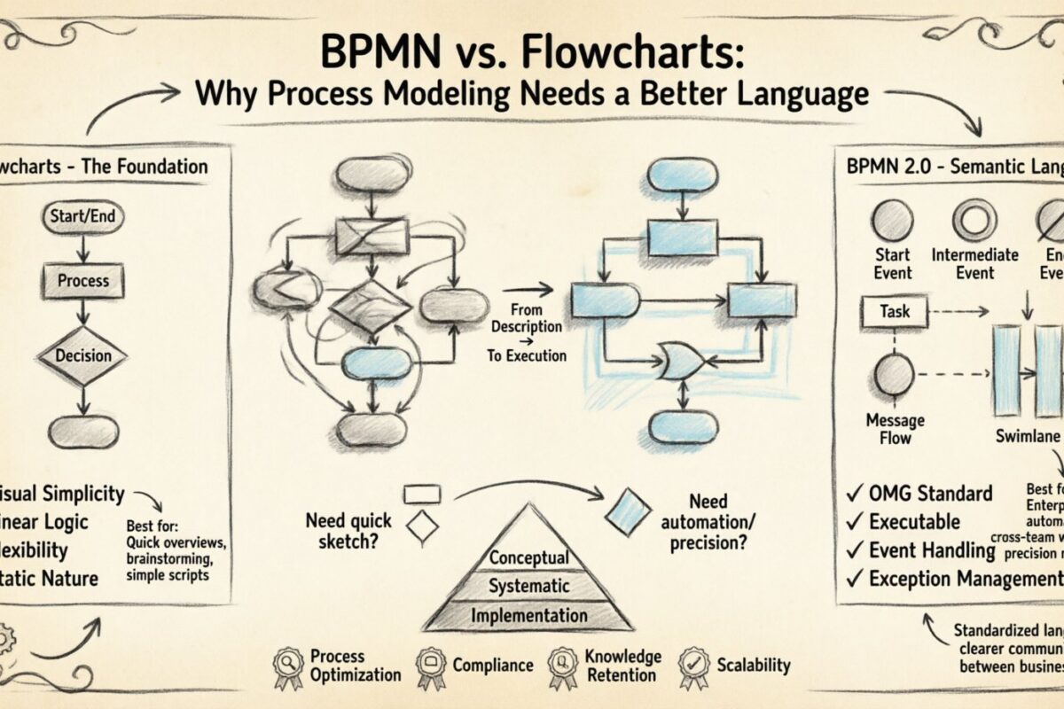 BPMN gegenüber Flussdiagrammen: Warum Prozessmodellierung eine bessere Sprache benötigt