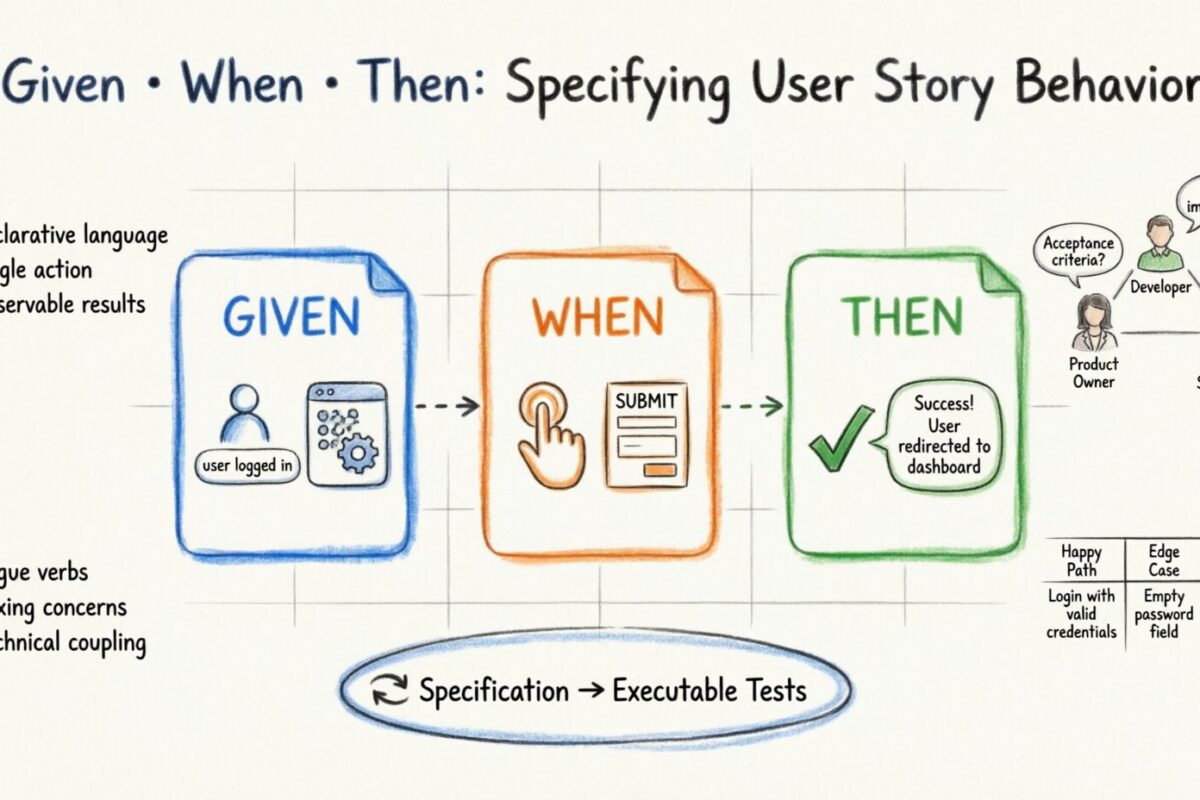 Verwenden von Given When Then zur Spezifikation des Verhaltens von User Stories