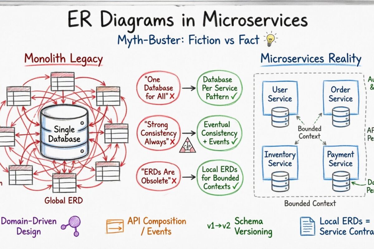 Desmentidor de mitos: Separando ficción de realidad sobre los diagramas ER en microservicios