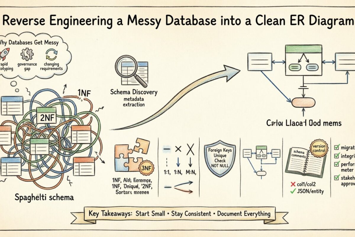 Tutorial: Ingeniería inversa de una base de datos desordenada para obtener una estructura de diagrama de relaciones limpio
