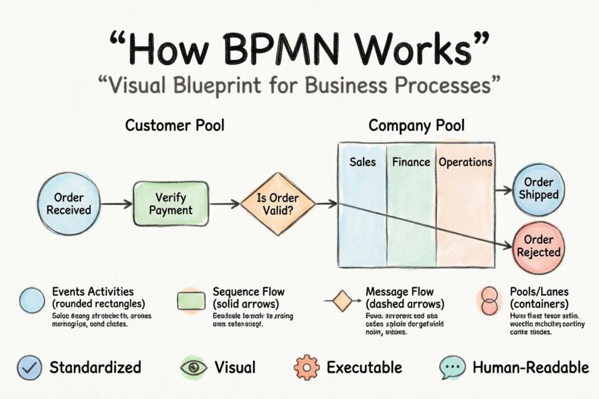 BPMN कैसे काम करता है: गैर-विशेषज्ञों के लिए एक चरण-दर-चरण गाइड