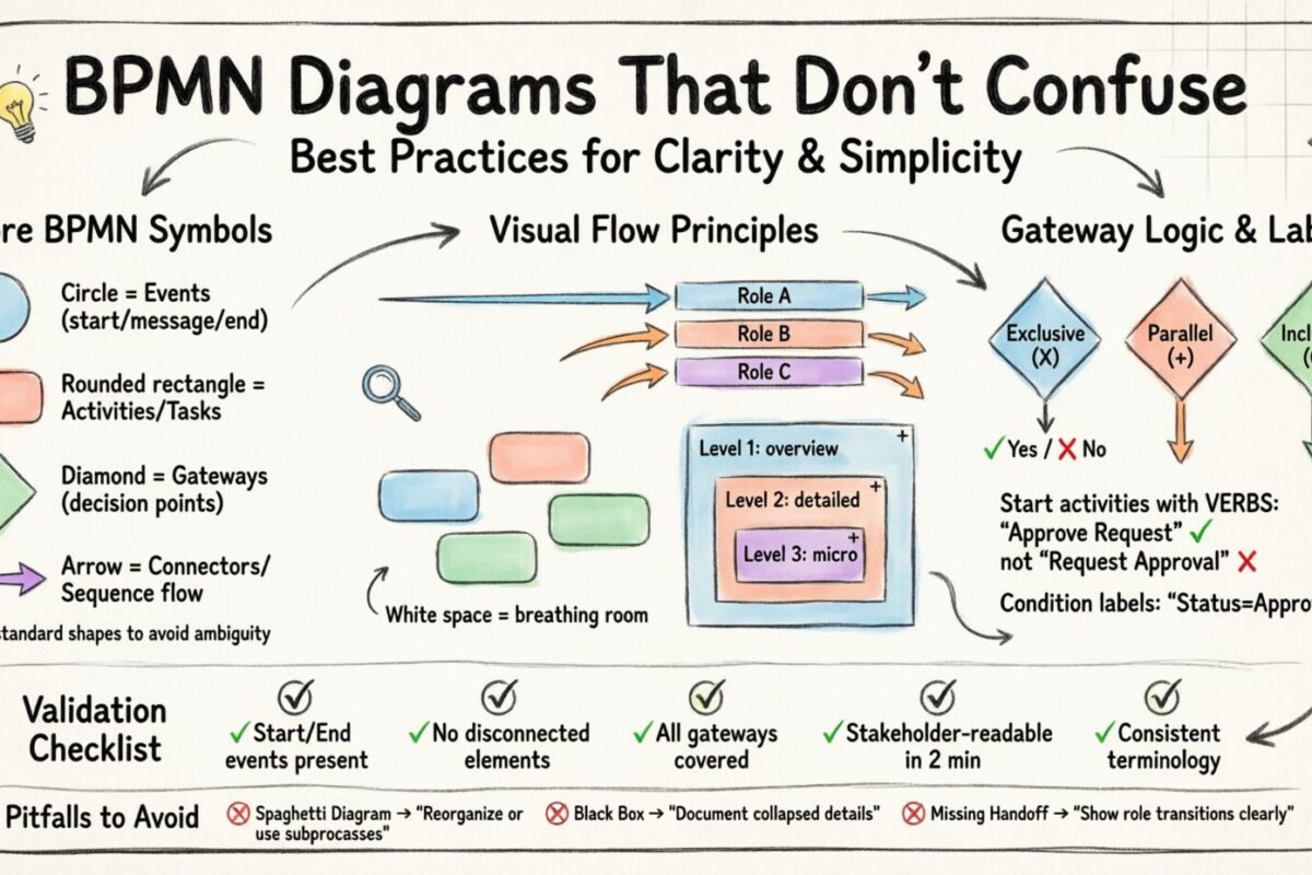 Diagramy BPMN, które nie powodują zamieszania: najlepsze praktyki dla przejrzystości i prostoty