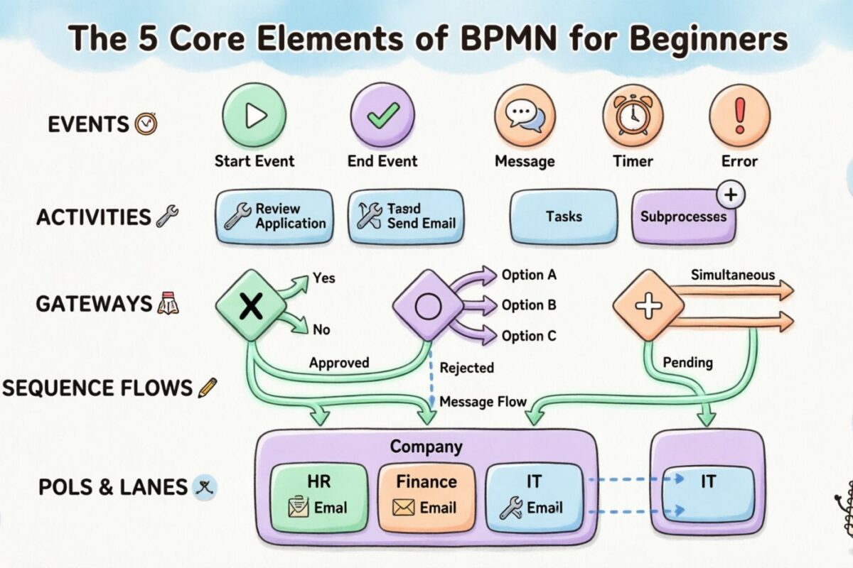 Os 5 Elementos Principais do BPMN que Você Precisa Saber como Iniciante