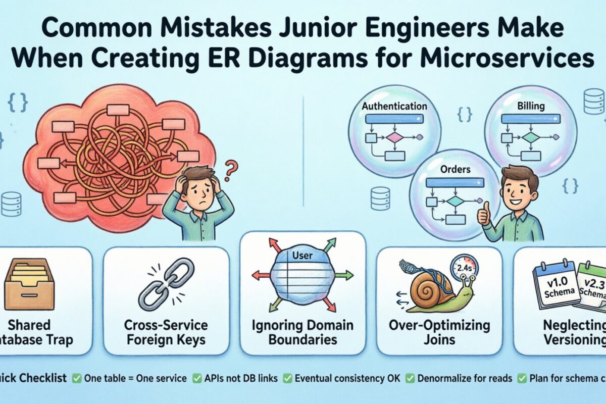 Erros Comuns que Engenheiros Júnior Cometem ao Criar Diagramas ER para Microserviços