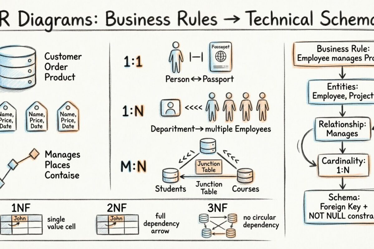 Aprofundamento nos Diagramas ER: mapeando regras de negócios do mundo real para esquemas técnicos