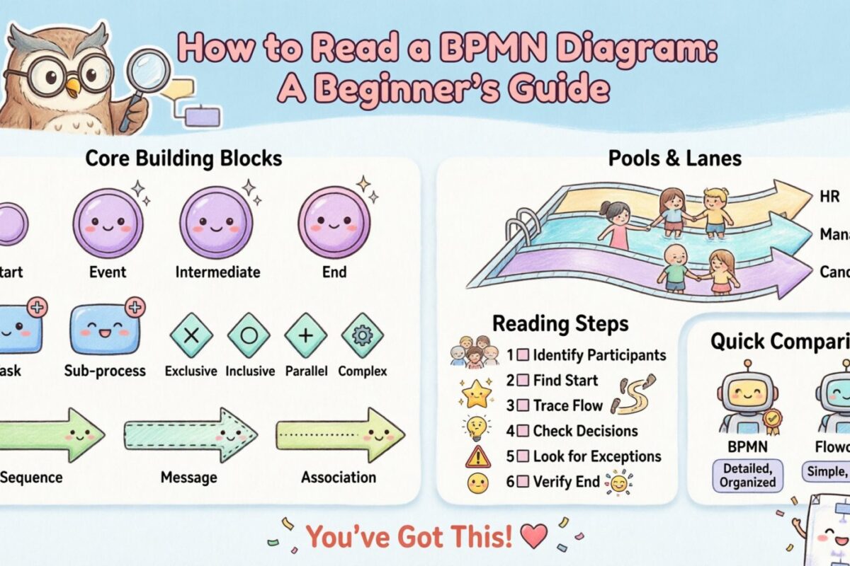 Cách đọc sơ đồ BPMN: Hướng dẫn dành cho người mới bắt đầu để hiểu luồng hoạt động