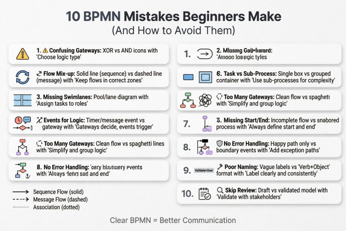10 BPMN Mistakes Beginners Make (And How to Avoid Them) 10 BPMN Mistakes Beginners Make (And How to Avoid Them)