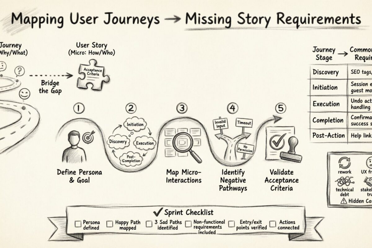 Mapping User Journeys to Identify Missing User Story Requirements
