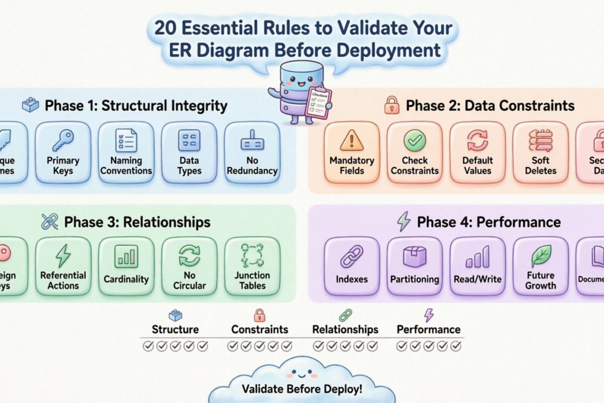 Checklist: 20 Essential Rules to Validate Your ER Diagram Before Deployment Checklist: 20 Essential Rules to Validate Your ER Diagram Before Deployment