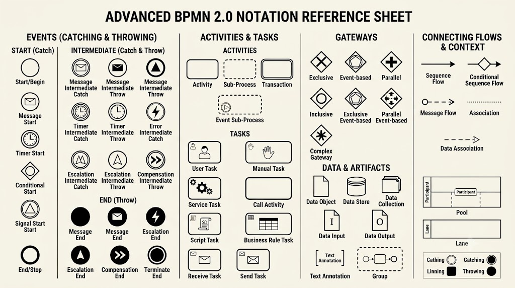 Advanced BPMN 2.0 Notation Reference Sheet | Visual Paradigm