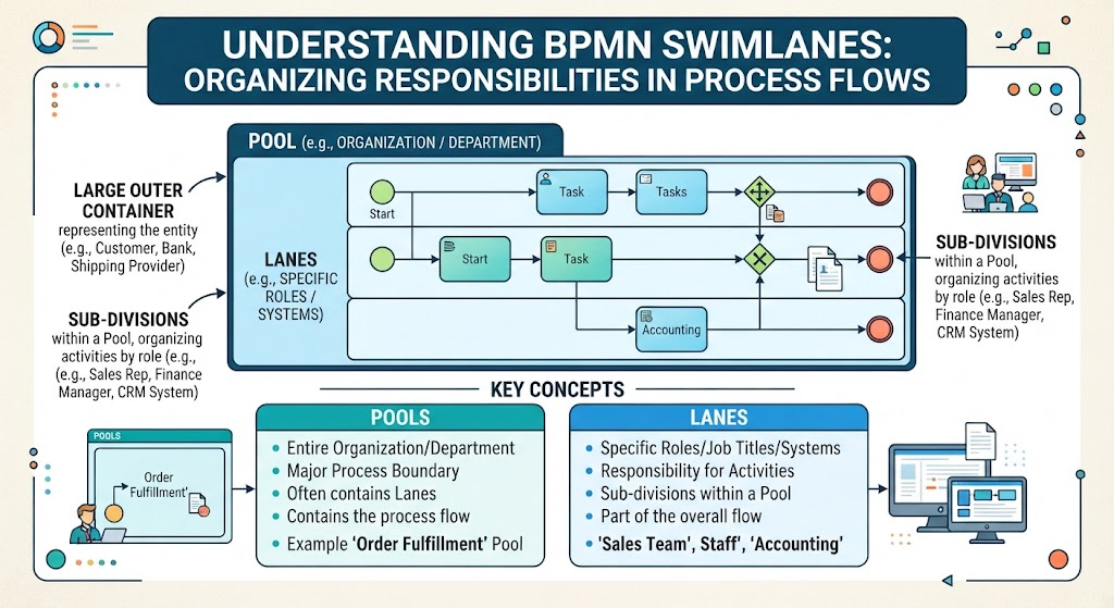 Understanding BPMN Swimlanes: Organizing Responsibilities in Process Flows | Visual Parddigm BPMN Tool